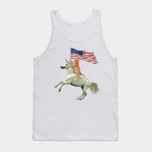 'Meowica Unicorn Cat' Funny July 4th Flag Gift Tank Top